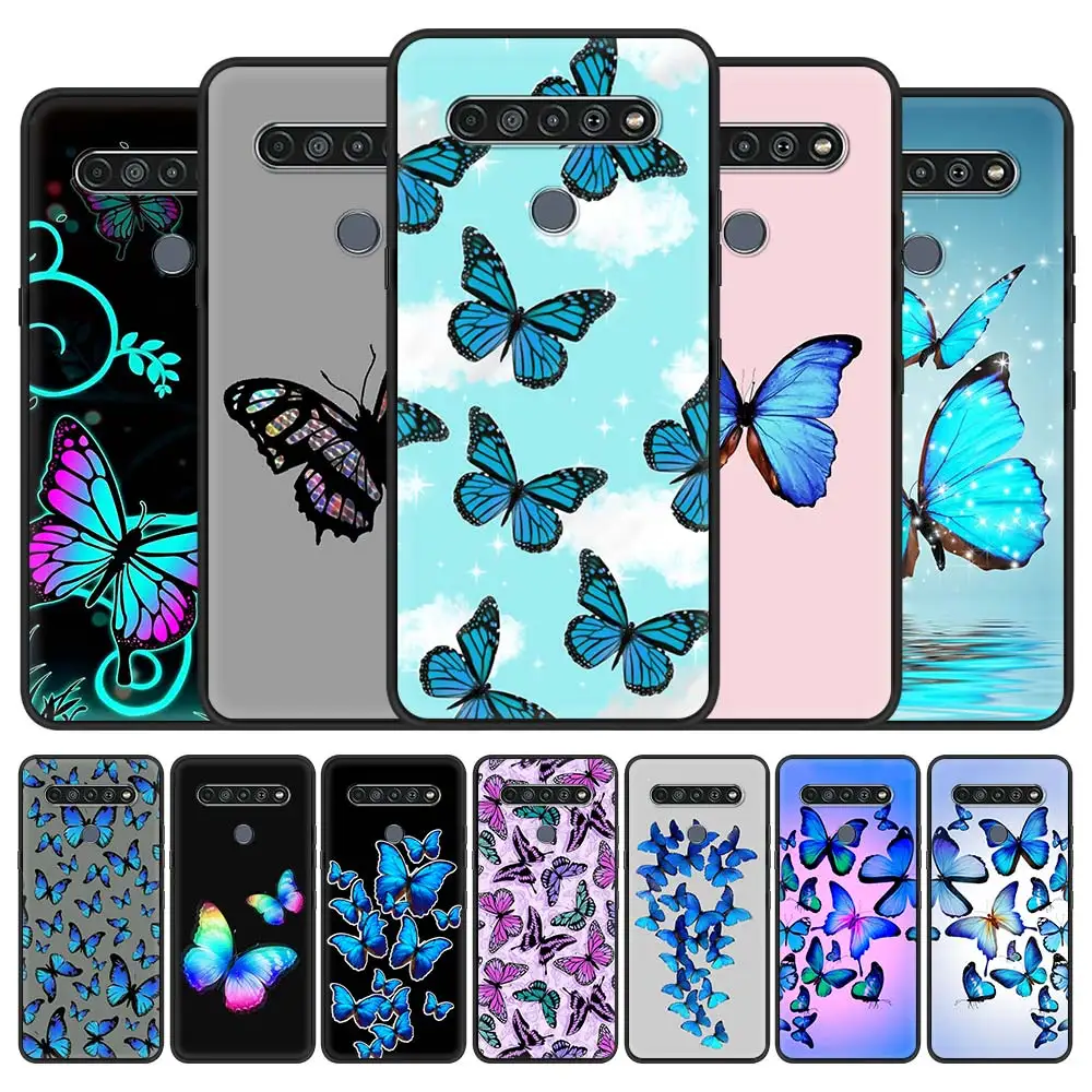 

Phone Case for LG K41s K61 G6 K40 K51 G8 K50s K40s G7 K52 K42 K71 K50 Soft Black Shell Cover Fundas butterfly Fashion Lovely