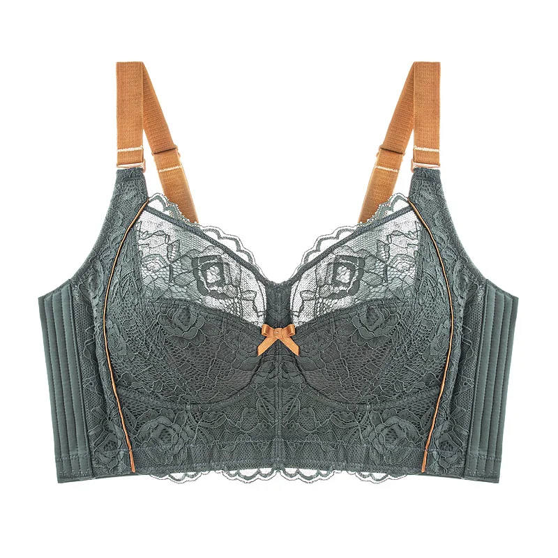 Women Full Coverage Wire Free Non-Foam Lace Bra 34 36 38 40 42 B C D E F