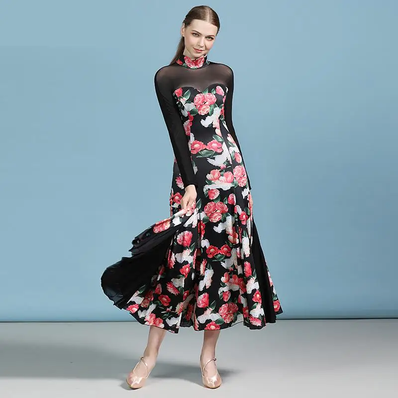 

2020new Ballroom Dance Fashion Printing Competition Dress Dance Ballroom Waltz Dresses Standard Dance Dress Women Ballroom Dress