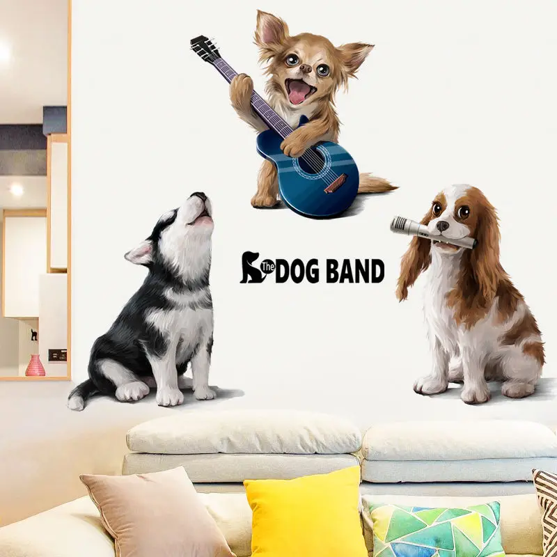 

3 Cute Dog Animal Concert Stickers for Living Room Bedroom Children's Room Wall Decoration Children's Gifts