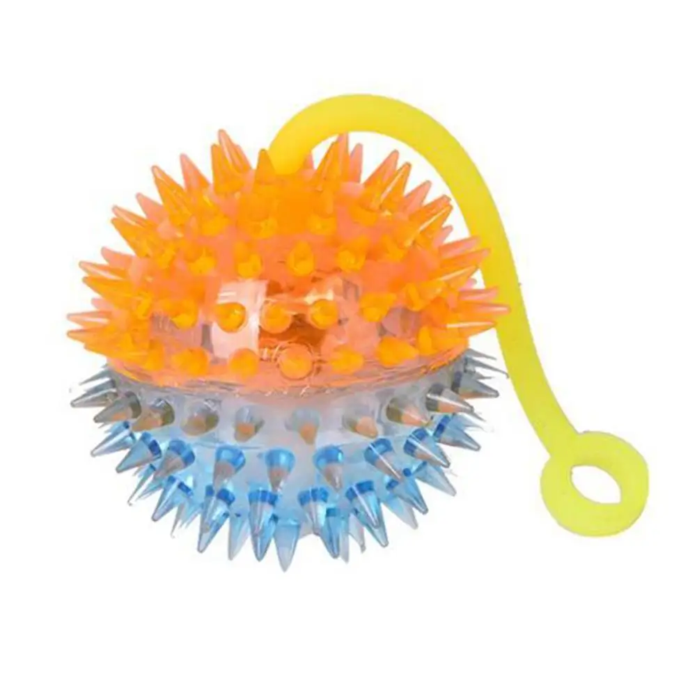 

LED Flashing Soft Prickly Massage Ball with Whistle Leash Squeaky Kids Prank Toy
