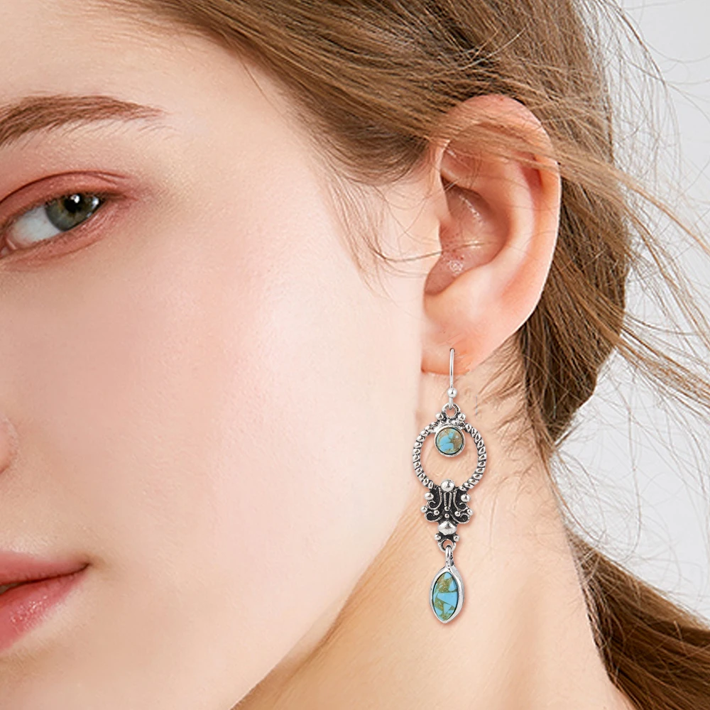 Indian Tribal Personality Natural Dangle Drop Earrings Resin Stone Ethnic Vintage Hanging 2019 for Women | Украшения и аксессуары