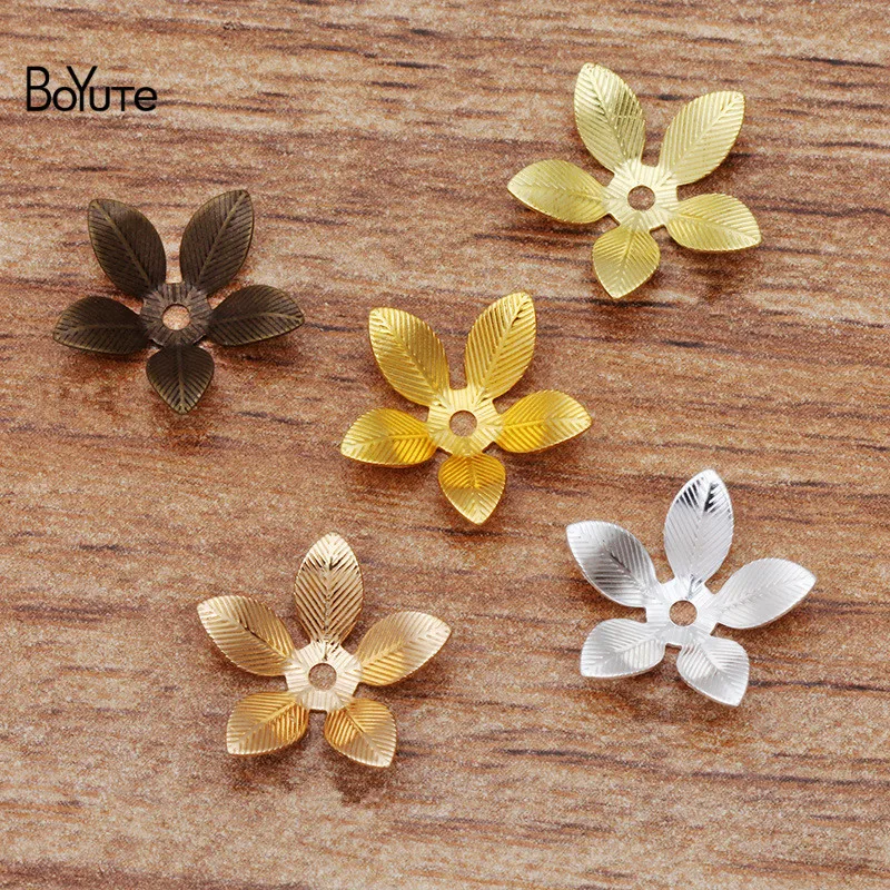 BoYuTe 200 шт 13 мм штамповки латунные Цветочные бусины колпачки плавающие амулеты Diy