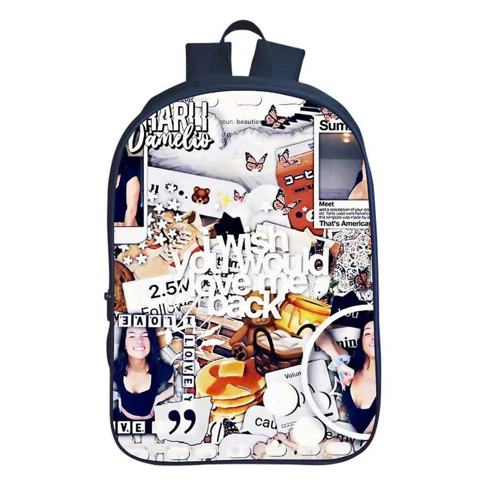 

Charli Damelio Backpack Kids teen Cartoon Schoolbag Boy Girl Student Bookbag Children Knapsack Men Women Travel Rucksack Gift