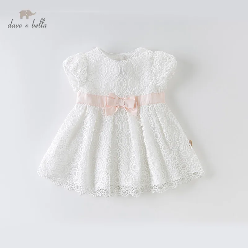 Dave bella/DBS12674 летнее однотонное платье принцессы с бантом для маленьких девочек