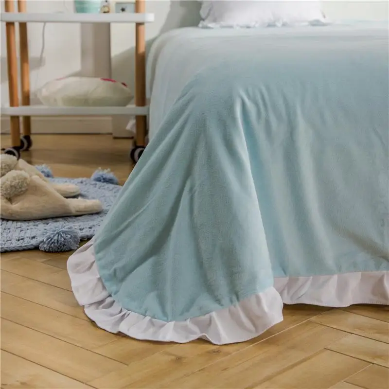 

Blue Pink thick fleece winter cute Bedding set king queen twin size kids girls Bed set Bedsheet Clouds Duvet cover pillowcases