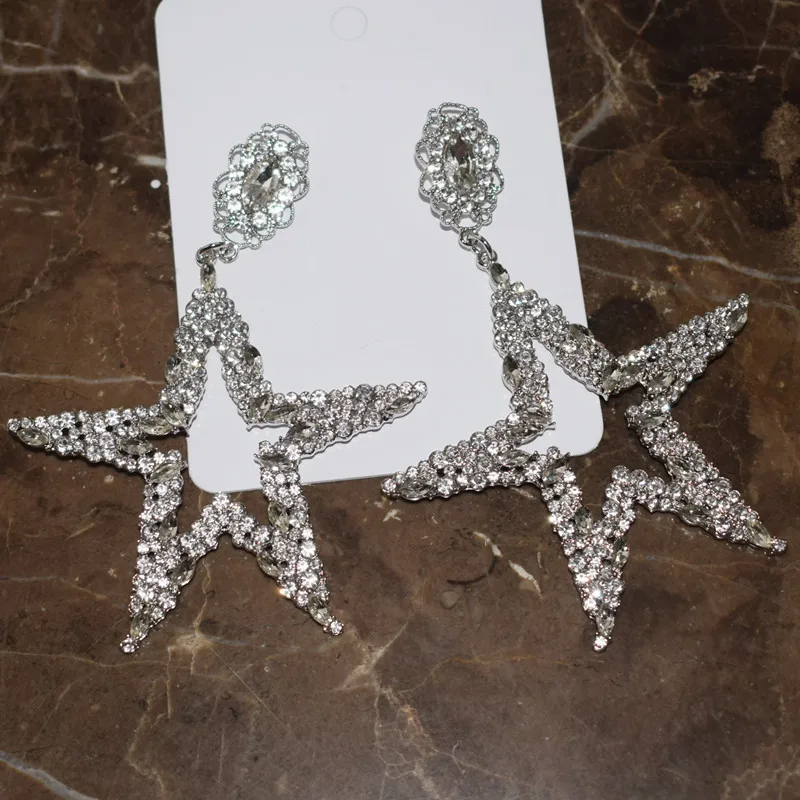 Потрясающие висячие серьги со стразами и звездой для женщин модные ювелирные