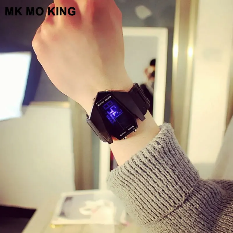 Часы для пар с ЖК дисплеем многофункциональные Модные мужские спортивные часы