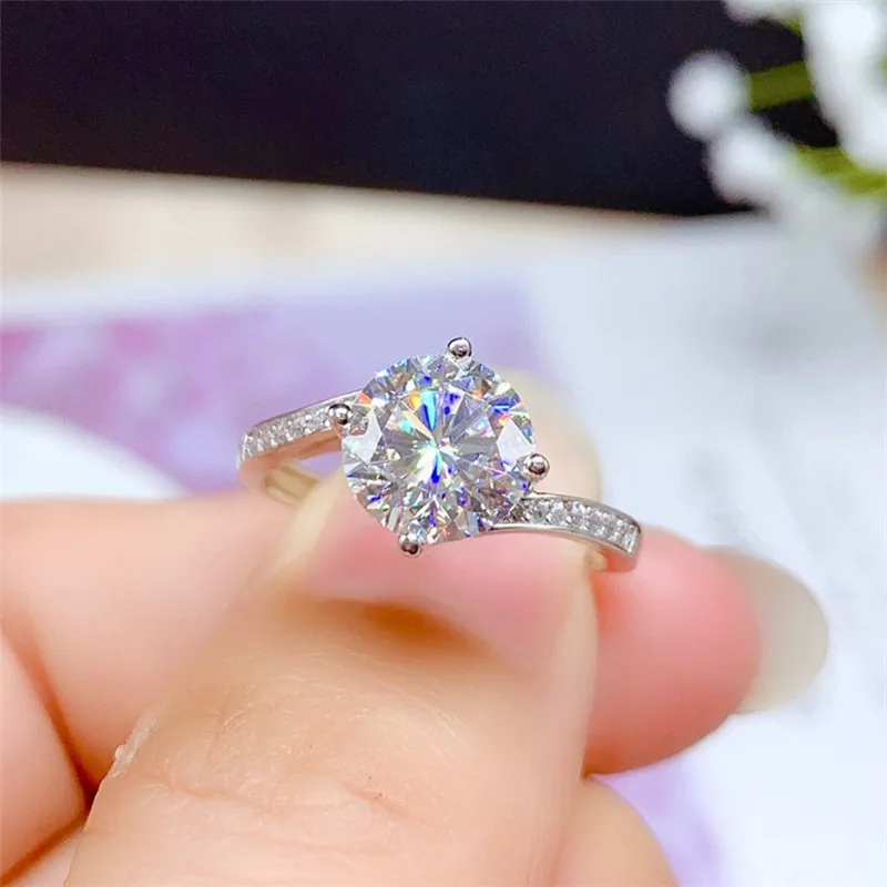 

Moissanite Ring Silver 925 VVS 0.5CT 1CT 2CT 3CT Lab Diamond Fine Jewelry for Women Wedding Party Anniversary Ring Classic Style