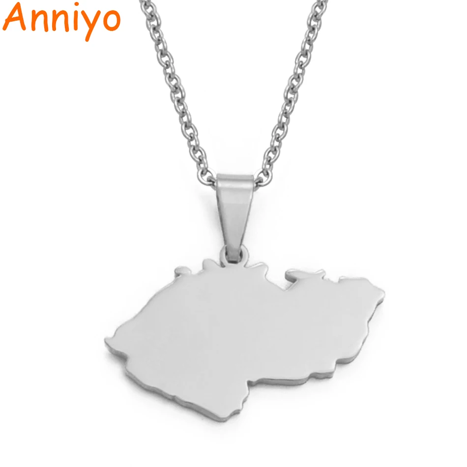 Женские подвески и ожерелья Anniyo 316 из нержавеющей стали с изображением карты