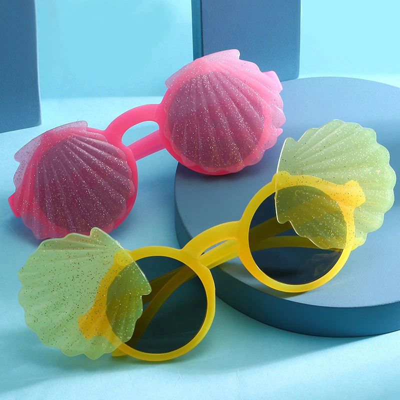 

Детские солнцезащитные очки для мальчиков и девочек, Мультяшные детские солнцезащитные очки в форме ракушки, очки с откидной крышкой, Красо...