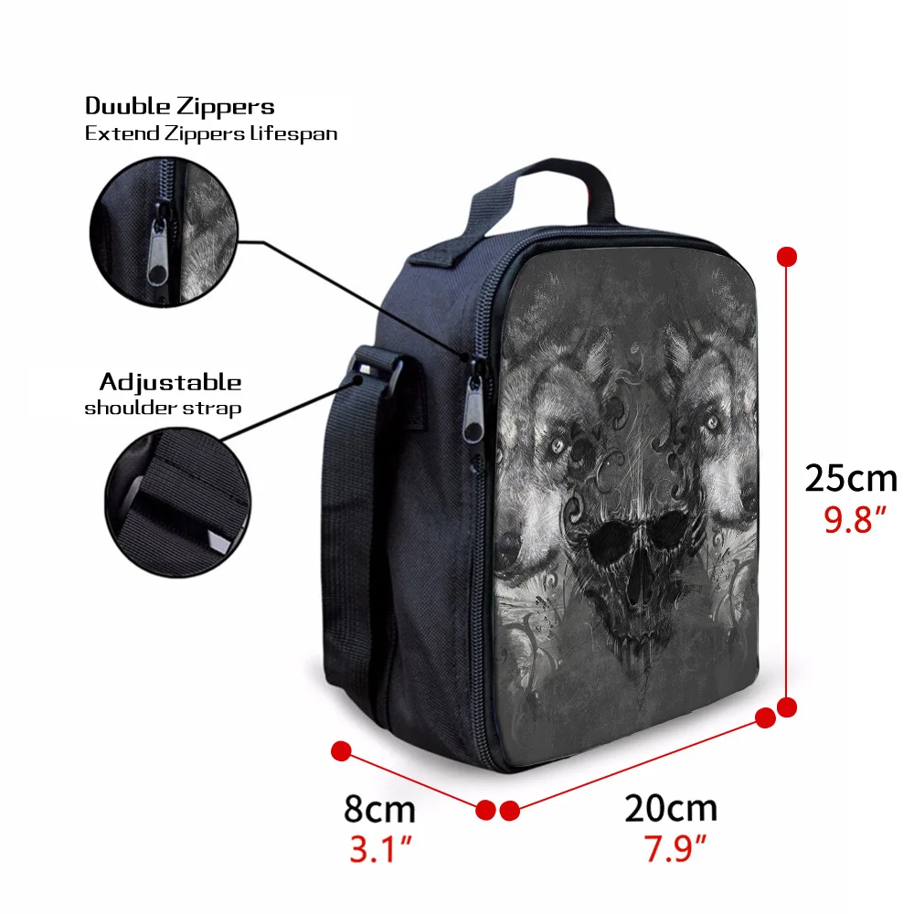 Новые сумки для обеда с изображением волка черепа диких животных путешествий на
