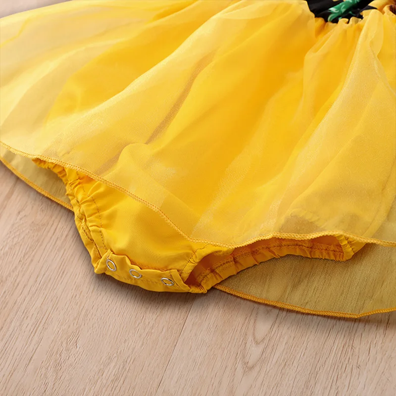 Боди для маленьких девочек боди с подсолнухами и юбкой пачкой открытой спиной