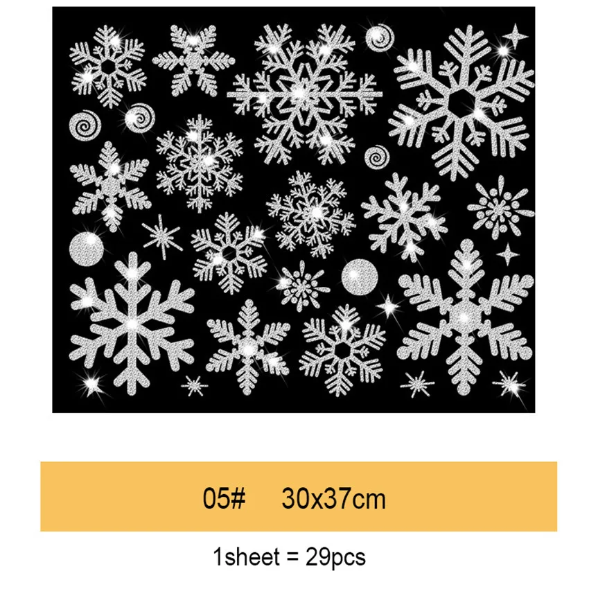 

2021 Glitter effect snowflake electrostatic Sticker Christmas Window Wall Stickers Kids room home decoration New Year wallpaper