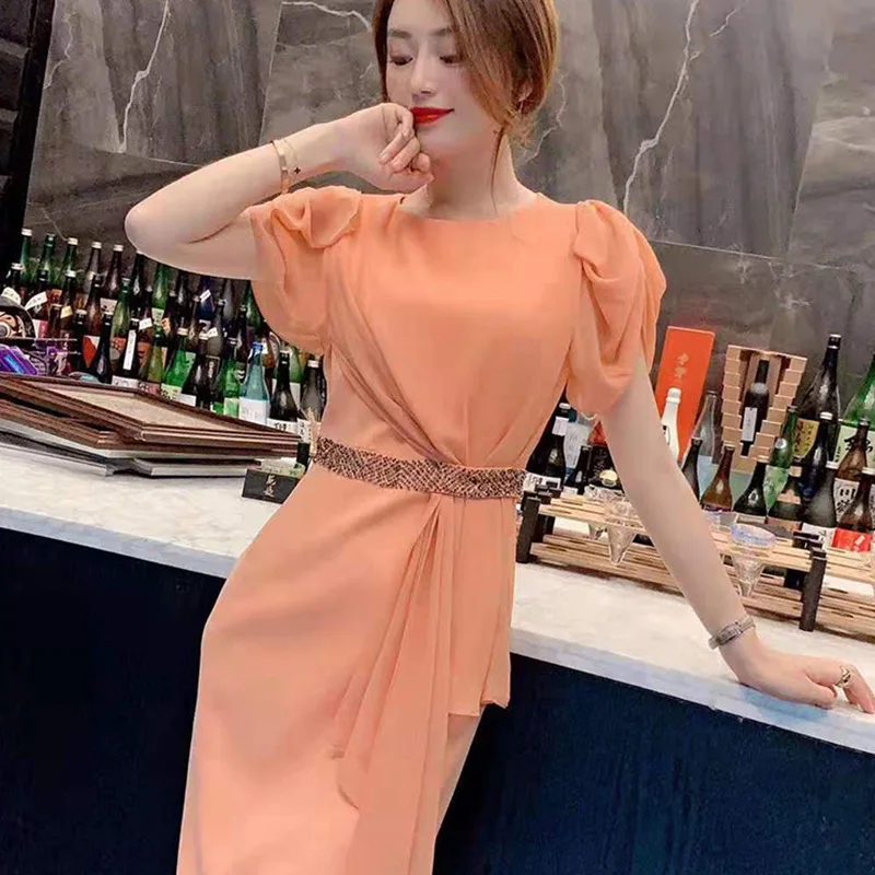 

Light gauze dress 2021 summer temperament light mature hip skirt one step skirt fashion women's wear