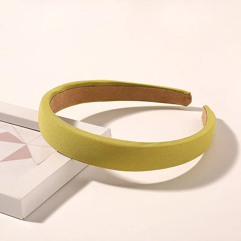 

2021 Candy Color Bezel Head Hoop Sweet Padded Headband for Women Thick Sponge Non-slip Hair Hoop Hairband Cotton Headbands Korea