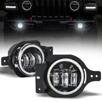 SUP-LIGHT Pair 4 inch Fog light&Mounting Bracket for 2018-2021Jeep Wrangler JL with Whole Ring Angle eyes DRL