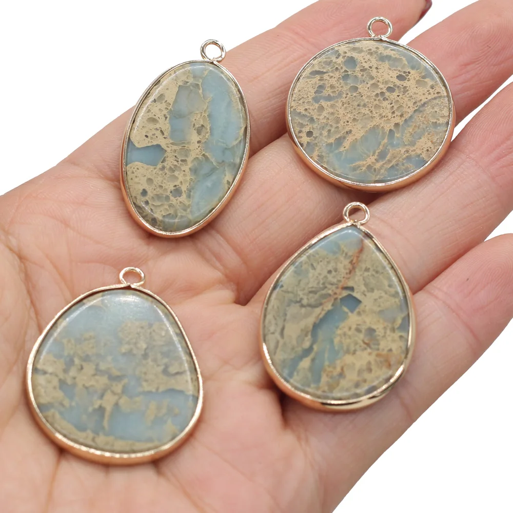 

Natural Stone Ocean Mine Gem Pendant Loose Beads Handmade Crafts DIY Retro Necklace Bracelet Earrings Jewelry Accessories Making