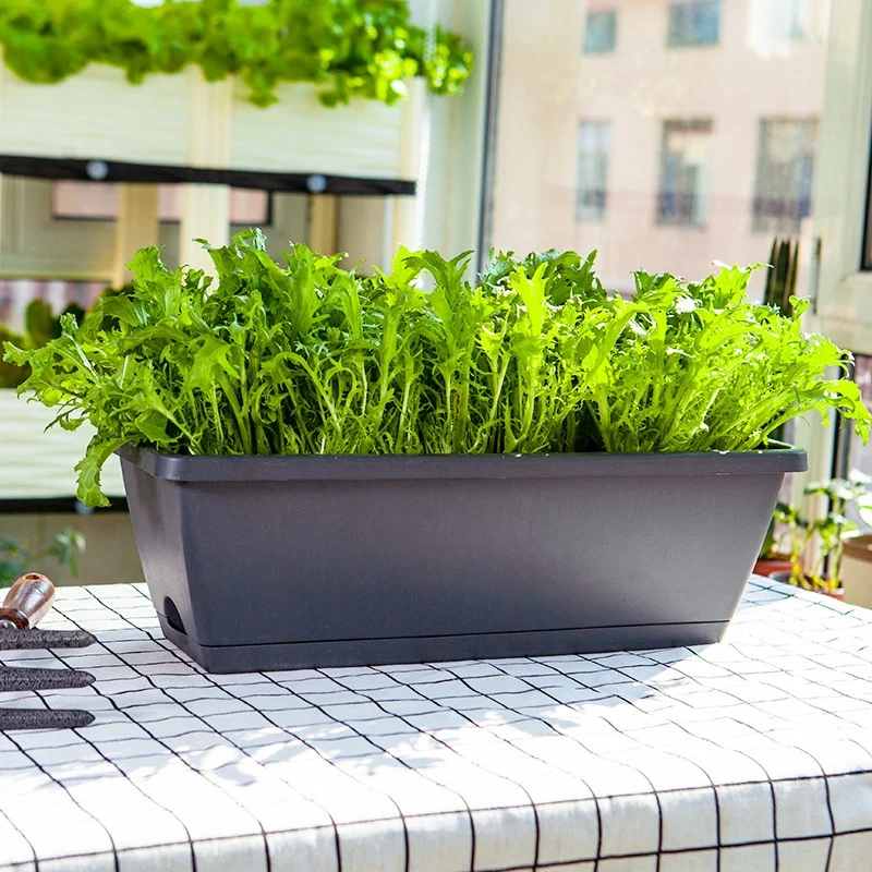 

2 Packs Self Watering Planters Rectangular Plant Pot, Modern Decorative Flower Pot/Window Box for All House Plants