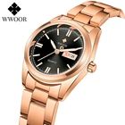 Часы WWOOR женские кварцевые, из нержавеющей стали, с браслетом