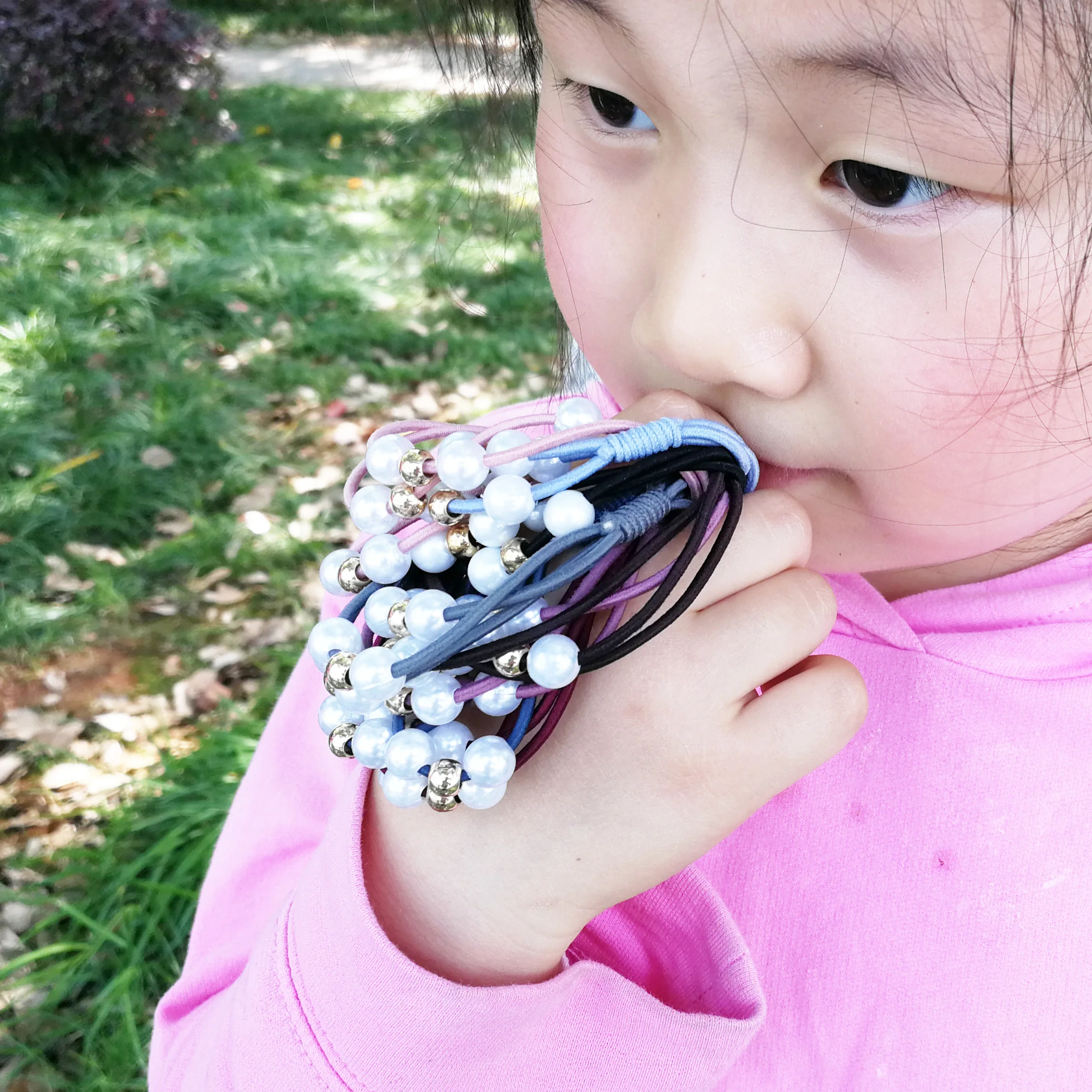 Повязка на голову Женская эластичная с жемчугом трикотажные резинки для волос