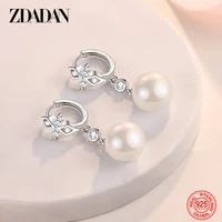 zdadan 925 sterling silver long diamond drop earrings for woman sweet temperament jewelry gift