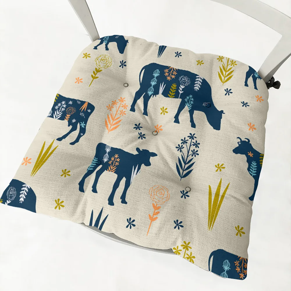 

Cow pattern Zodiac thickened office cushion Chinese style cushion cotton hemp cushion