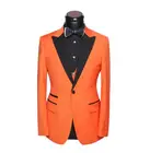 Модные смокинги с широким заостренным лацканом оранжевого и черного цвета, Свадебный костюм для мужчин, Лучший мужской костюм для жениха, повседневный блейзер для выпускного вечера, пиджак, брюки