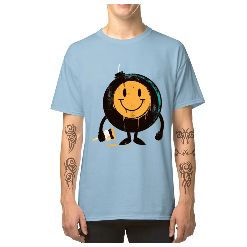 Футболка мужская с круглым вырезом Happy Buddy хлопковая рубашка в стиле ретро со