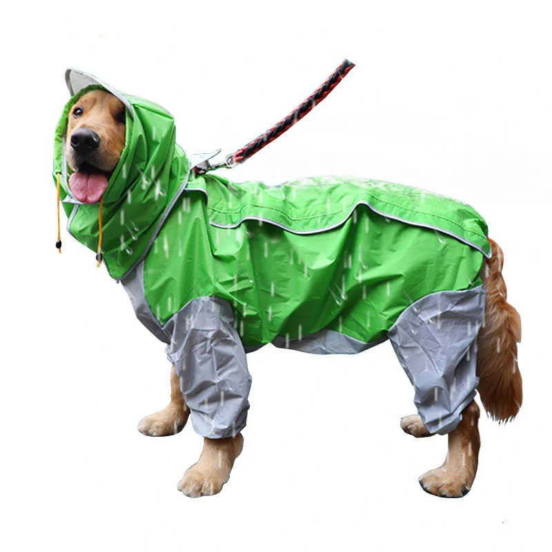 

Pet Small Large Dog Raincoat Waterproof Clothes For Big Dogs Jumpsuit Rain Coat Hooded Overalls Cloak Labrador Golden Retriever