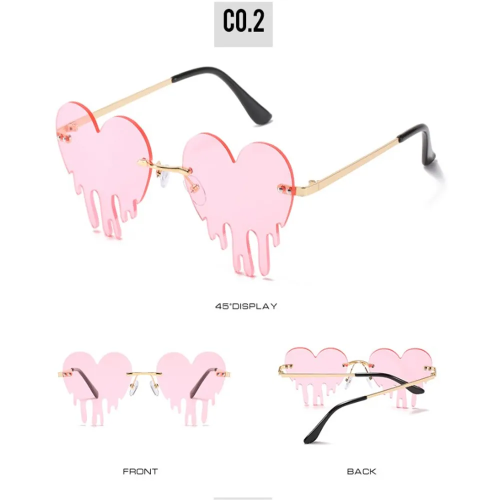 Солнцезащитные очки унисекс без оправы цветные в форме сердца | Автомобили и