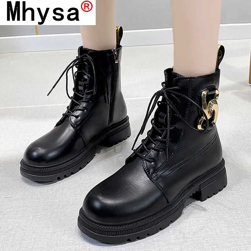 

Новинка осени 2021, модные женские ботинки-мартинсы в форме палитры с круглым носком, женские повседневные ботинки на шнуровке с металлически...