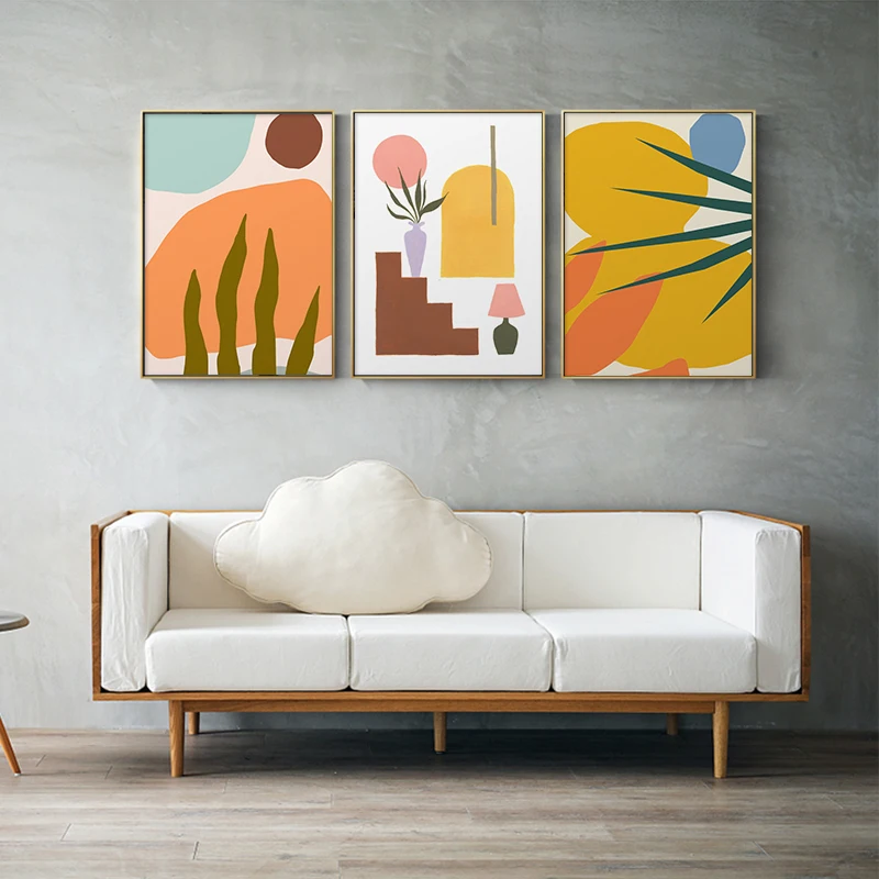 

Настенная картина в скандинавском стиле, винтажные настенные постеры с геометрическим абстрактным изображением пейзажа, декор интерьера к...