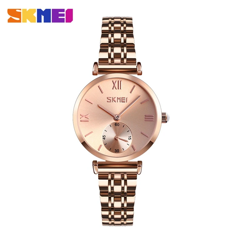 Rose Golden Women SKMEI, часы для влюбленных, кварцевые, спортивные, Роскошные, наручные часы для женщин и мужчин, розовое золото, пара часов, часы для мужчин, reloj mujer,, новинка 9198 - Цвет: Rose Golden Women
