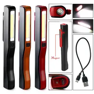 Миниатюрный светодиодный фонарик с зарядкой по USB, портативный Перезаряжаемый Магнитный светильник в виде ручки, фонарь с зажимом, светильник, уличная лампа для осмотра