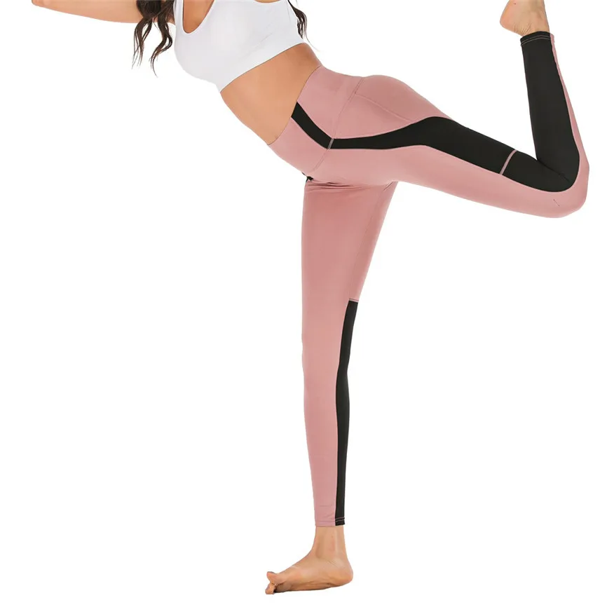 Спортивные Леггинсы для фитнеса женские спортивные штаны с карманами мобильного