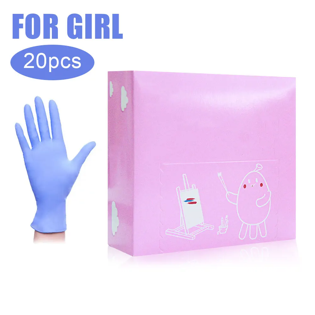 20PCS Children Disposable Nitrile Gloves Kindergarten Graffiti Painting Pinch Mud Girls/Boys Tight Short |
