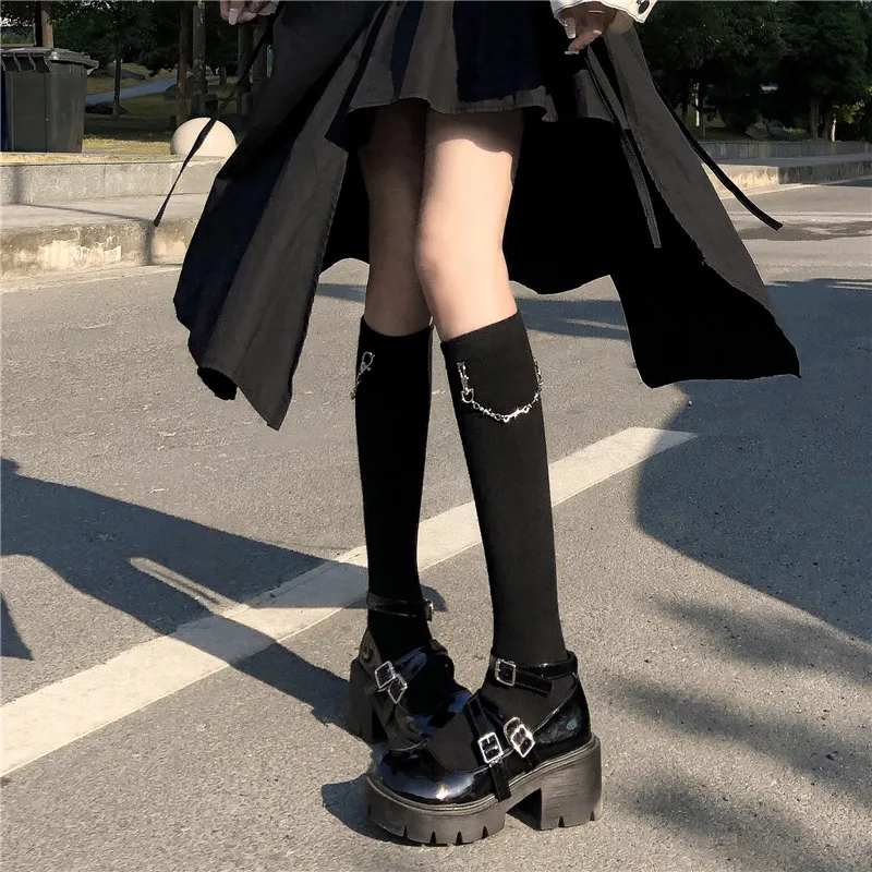 Black Stockings White Line JK Lolita stockings pantyhose Japanese School Uniform Girls Vintage For JK dress Lolita skirt