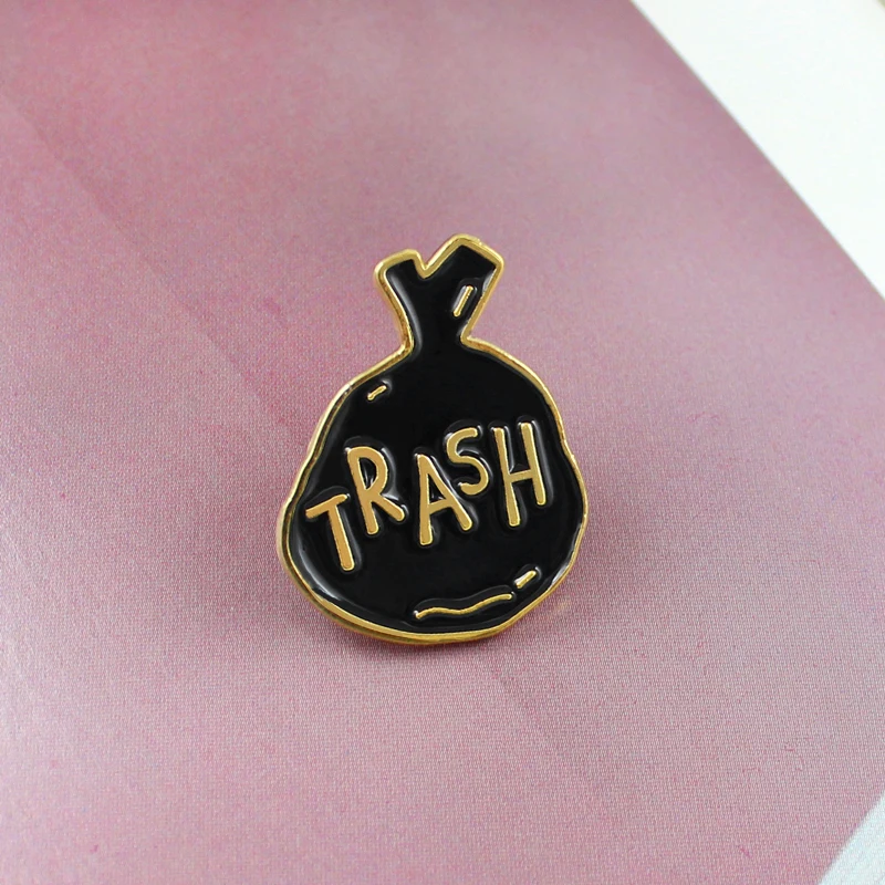 Новая пользовательская брошь черная посылка сумочка эмалированная булавка