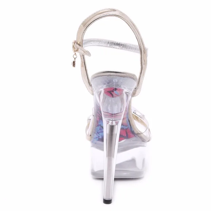 Женские босоножки с кристаллами 2019 привлекательные туфли на высоком каблуке 15 см