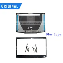 New 0747KP 07MD2F For Dell Inspiron G3 15 3590 LCD Back Cover Rear Lid Case Front Bezel Hinges Screws Blue Logo 747KP 7MD2F