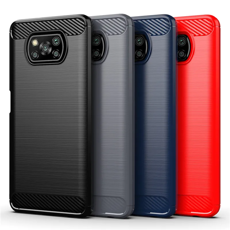 

KEYSION Phone Case for Xiaomi POCO X3 NFC Carbon Fiber Drawing TPU Shockproof Back Cover For POCO X3 NFC F2 Pro X2