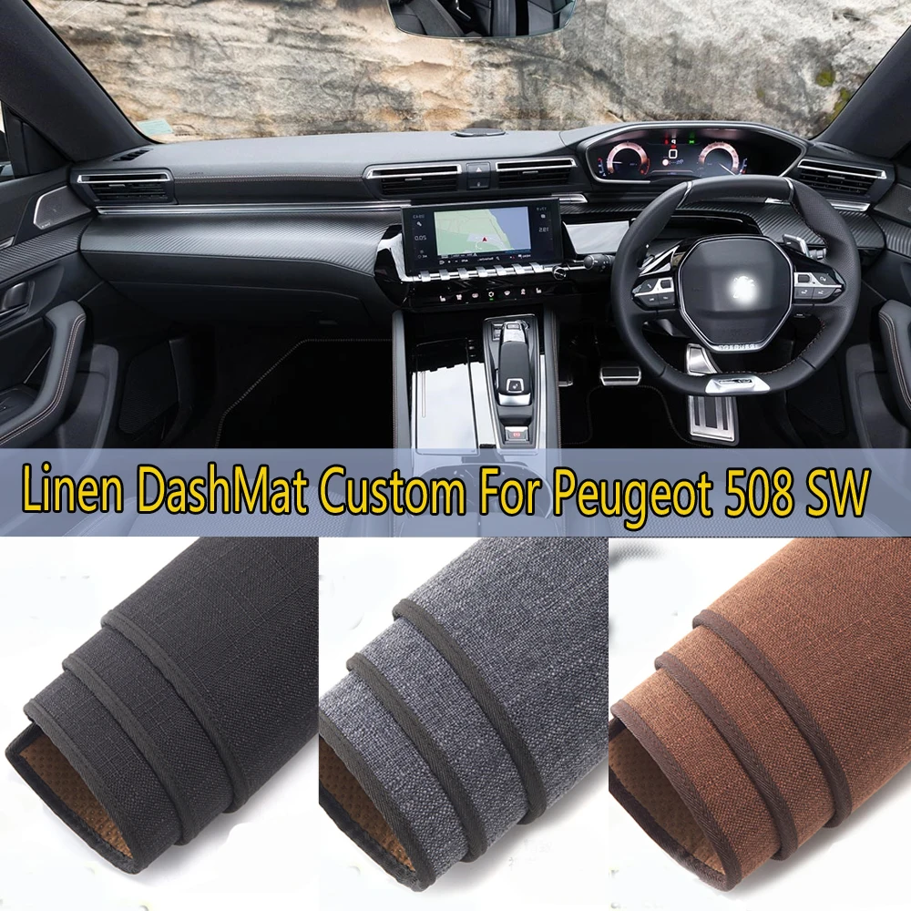 

Car Styling Linen Dash Mat Covers Dashmat Dashboard Pad Carpet Accessories For Peugeot 508 SW G2 2019 2020 2021