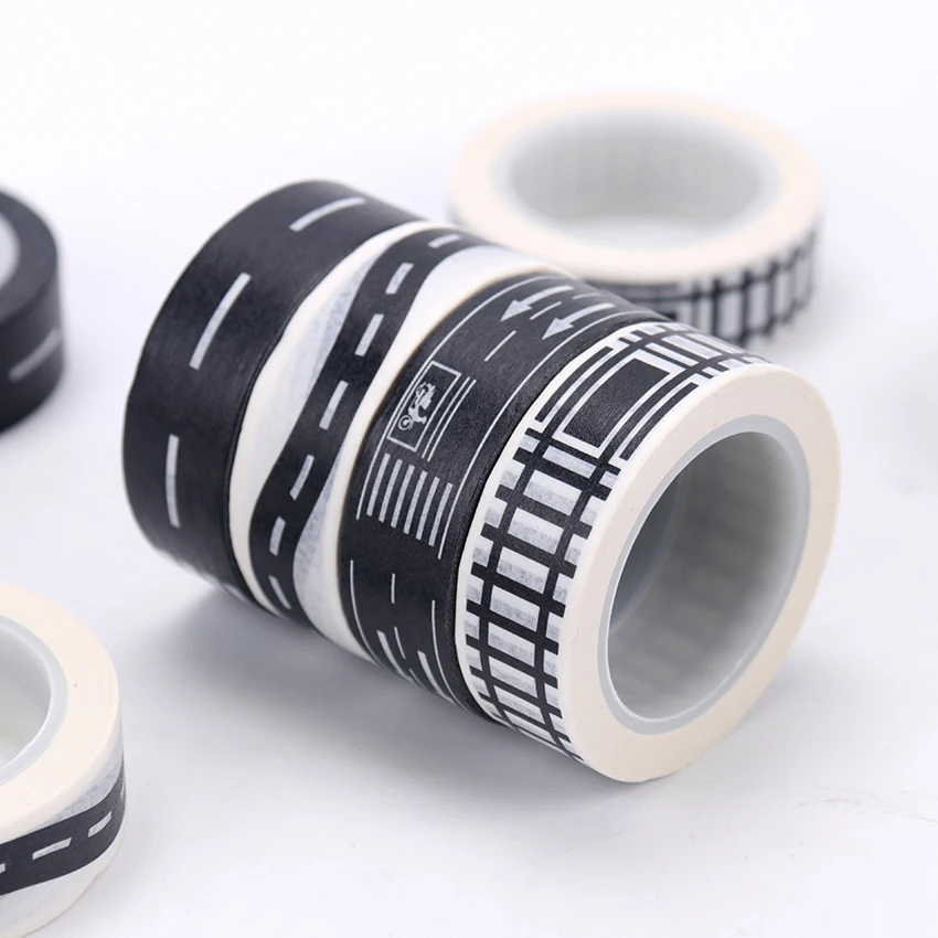 1PC 10m Railway Train Curve Design Paper Washi Tape DIY Road Traffic Adhesive Scrapbooking Sticker Label Masking | Канцтовары для