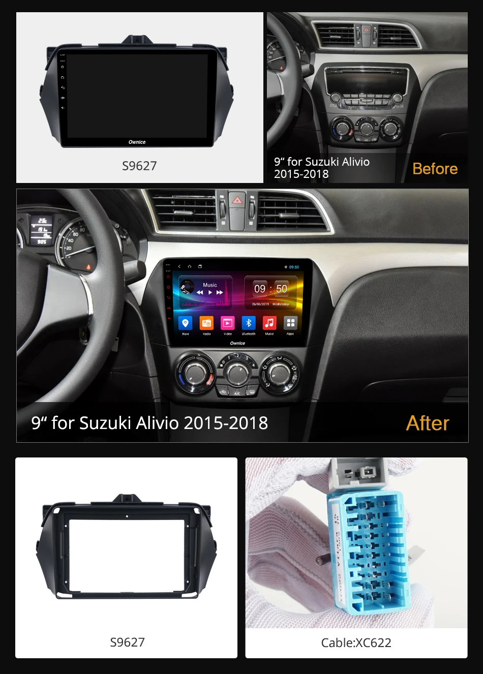 Ownice k3 k5 k6 Android 9 0 автомобильный dvd стерео радио GPS 4G головное устройство для SUZUKI Alivio