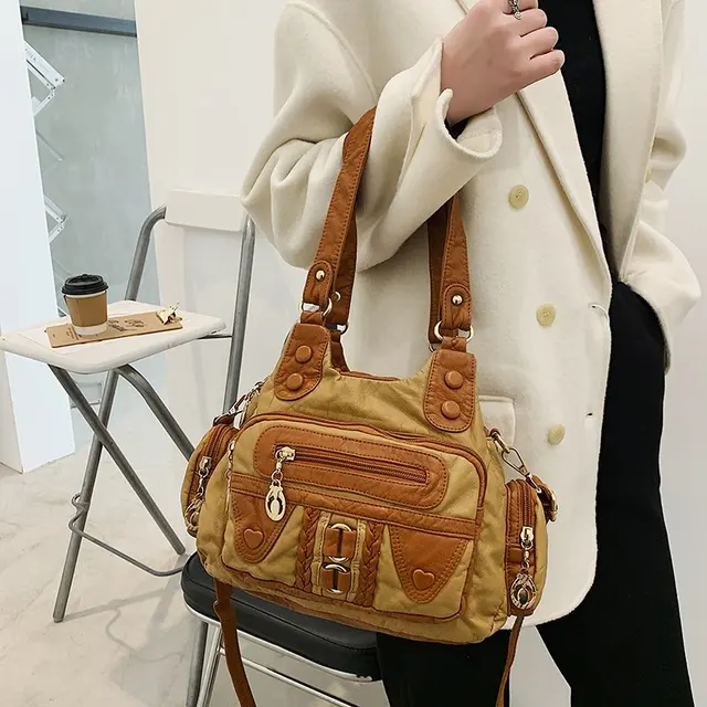 Bolso de mano de piel sintetica lavada para mujer bandolera de gran capacidad a la moda para regalo 2020 AliExpress