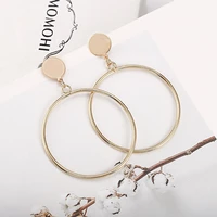new european and american retro personality fashion simple large circle earrings geometric alloy metal round earrings