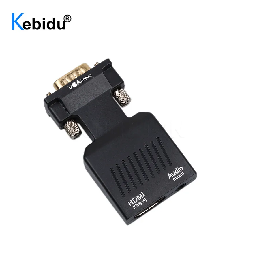 KEBIDU VGA мужчины к совместимому с HDMI Женский конвертер аудио адаптер Кабели 1080P HD ТВ