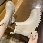 ботинки женские ботинки женские зима обувь женская зима Женские сапоги сапоги женские зимние Женские повседневные ботильоны на платформе, Зимние удобные белые ботинки челси без шнуровки с круглым носком и натуральным