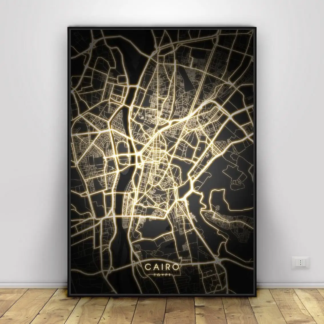 

Cairo Egypt Black and gold Canvas Wall Art Map Poster No Frame